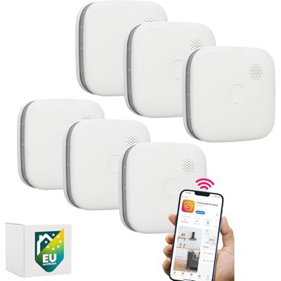 Smartwares 6er-Set vernetzte Rauchmelder von – Kostenlose App – 85 dB – Entspricht der Norm EN-14604 – Austauschbare Batterien – LED-Anzeigen – FSM-12606 Smartwares 6er-Set vernetzte Rauchmelder von – Kostenlose App – 85 dB – Entspricht der Norm EN-14604 – Austauschbare Batterien – LED-Anzeigen – FSM-12606