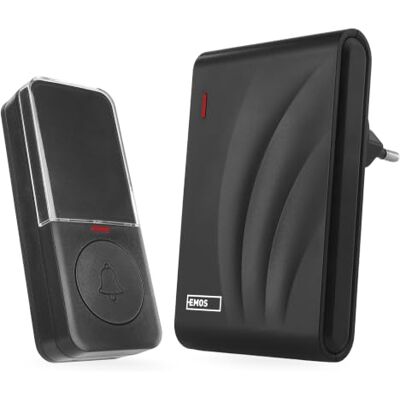 Emos Funk Türklingel Kit, 150m Funkreichweite, 10 Melodien, max. 100 dB AC Funkklingel, wasserdichte Taste inkl. Batterie, 5 Lautstärkestufen, LED-Signalisierung, Zusatz-Taste bestellbar, Schwarz Emos Funk Türklingel Kit, 150m Funkreichweite, 10 Melodien, max. 100 dB AC Funkklingel, wasserdichte Taste inkl. Batterie, 5 Lautstärkestufen, LED-Signalisierung, Zusatz-Taste bestellbar, Schwarz