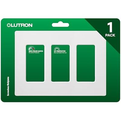 Lutron CW-3-WH 3-Gang Claro Wall Plate, White by Lutron CW-3-WH 3-Gang Claro Wall Plate, White by