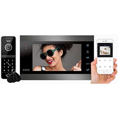 EURA Video-Türsprechanlage Gegensprechanlage Vdp-00C5 Schwarz, WiFi, Mobile App, Kamera 960P, Ahd, 7-Zoll-Farbmonitor, Zwei Ausgänge-Unterstützung, Tastatur, 4 Draht EURA Video-Türsprechanlage Gegensprechanlage Vdp-00C5 Schwarz, WiFi, Mobile App, Kamera 960P, Ahd, 7-Zoll-Farbmonitor, Zwei Ausgänge-Unterstützung, Tastatur, 4 Draht