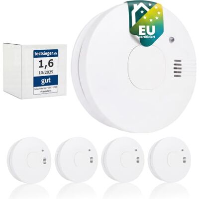 Smartwares Rauchmelder 4 Stück– Austauschbare Batterie – 10-Jahres-Sensor 10-Jahres-Fotoelektrischer Sensor, Stummschaltfunktion, Test-/Stummschalttaste, 85-dB-Alarm Smartwares Rauchmelder 4 Stück– Austauschbare Batterie – 10-Jahres-Sensor 10-Jahres-Fotoelektrischer Sensor, Stummschaltfunktion, Test-/Stummschalttaste, 85-dB-Alarm