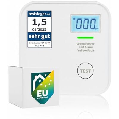 Smartwares CO-Melder 10-Jahres-Batterie 10 Jahre Lebensdauer LED-Bildschirm & Anzeige Testknopf FGA-13091 Smartwares CO-Melder 10-Jahres-Batterie 10 Jahre Lebensdauer LED-Bildschirm & Anzeige Testknopf FGA-13091