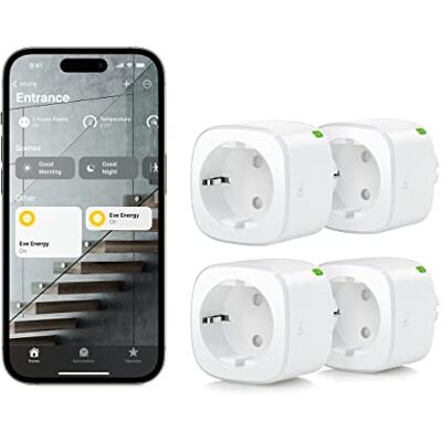 Eve Energy (Matter) 4er Set – Smarte Steckdose, TÜV-zertifiziert, Stiftung Warentest, Matter & Thread, funktioniert mit Apple Home, Alexa, Google Home, SmartThings, Thread Border Router erforderlich Eve Energy (Matter) 4er Set – Smarte Steckdose, TÜV-zertifiziert, Stiftung Warentest, Matter & Thread, funktioniert mit Apple Home, Alexa, Google Home, SmartThings, Thread Border Router erforderlich