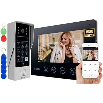 EURA VDP-90A3 Delta+ 4-Draht-Video-Gegensprechanlage, 7-Zoll-Farbmonitor, 2 Eingänge, WiFi, Verschlüsselung, Proximity-Leser, AHD, Tuya, Schwarz EURA VDP-90A3 Delta+ 4-Draht-Video-Gegensprechanlage, 7-Zoll-Farbmonitor, 2 Eingänge, WiFi, Verschlüsselung, Proximity-Leser, AHD, Tuya, Schwarz