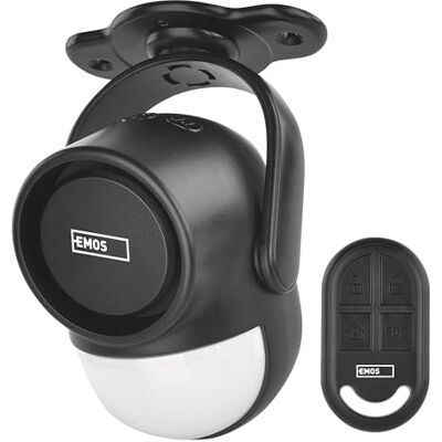Emos PIR Bewegungsmelder-Alarm mit 125 dB Sirene, Dual-Betrieb 1x Fernbedienung Alarm-Kit Typ EM-125L Anti-Diebstahl Alarmanlage für Zuhause, Wohnmobil, Büro, Garage, Geschäft schwarz Emos PIR Bewegungsmelder-Alarm mit 125 dB Sirene, Dual-Betrieb 1x Fernbedienung Alarm-Kit Typ EM-125L Anti-Diebstahl Alarmanlage für Zuhause, Wohnmobil, Büro, Garage, Geschäft schwarz