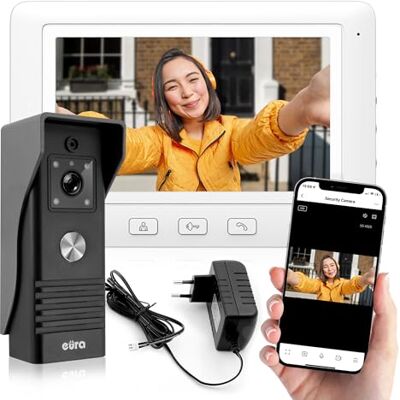 EURA VDP-45A3-TY Alpha+ TUYA Video-Türsprechanlage Gegensprechanlage WiFi, 4 Draht, 7-Zoll-Farbmonitor,Weiß EURA VDP-45A3-TY Alpha+ TUYA Video-Türsprechanlage Gegensprechanlage WiFi, 4 Draht, 7-Zoll-Farbmonitor,Weiß