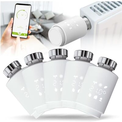 Olympia HT-02Y Smart Thermostat WiF 5 STK. Heizkörperthermostat Smart Heizungsthermostat mit Tuya-App, Alexa & Google Einfache Installation & programmierbar Komfortabel & energieeffizient Olympia HT-02Y Smart Thermostat WiF 5 STK. Heizkörperthermostat Smart Heizungsthermostat mit Tuya-App, Alexa & Google Einfache Installation & programmierbar Komfortabel & energieeffizient