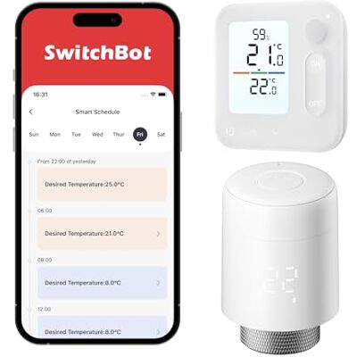 SwitchBot Smart Heizkörperthermostat-Set mit Home Climate Panel App-Steuerung&Bluetooth, Zeitsteuerung, präzise Raumregelung, Fenster-offen-Erkennung, Energiesparend, einfache Montage SwitchBot Smart Heizkörperthermostat-Set mit Home Climate Panel App-Steuerung&Bluetooth, Zeitsteuerung, präzise Raumregelung, Fenster-offen-Erkennung, Energiesparend, einfache Montage