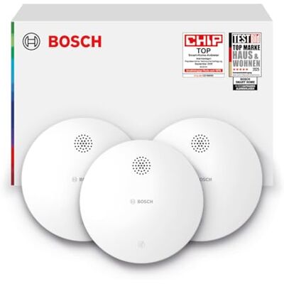 Bosch Smart Home Rauchwarnmelder II, Smarter Rauchmelder mit Sirene & App-Alarm, vernetzter Brandschutz im ganzen Zuhause, Apple Home kompatibel, einfache Montage, Controller II erforderlich, 3er Set Bosch Smart Home Rauchwarnmelder II, Smarter Rauchmelder mit Sirene & App-Alarm, vernetzter Brandschutz im ganzen Zuhause, Apple Home kompatibel, einfache Montage, Controller II erforderlich, 3er Set