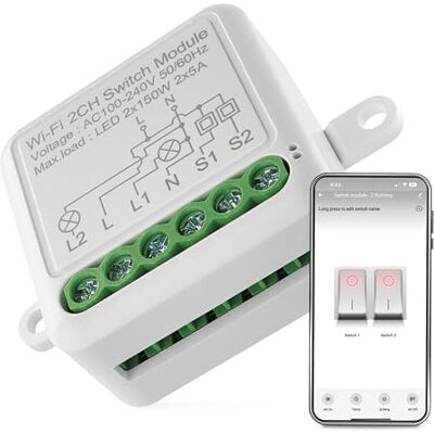 Emos GoSmart WiFi Lichtschalter-Modul/WLAN Smart Switch mit App, Unterputz Relais-Schalter zur Fernsteuerung, Sprachsteuerung der Beleuchtung mit Alexa & Google Home, für Doppelschalter Emos GoSmart WiFi Lichtschalter-Modul/WLAN Smart Switch mit App, Unterputz Relais-Schalter zur Fernsteuerung, Sprachsteuerung der Beleuchtung mit Alexa & Google Home, für Doppelschalter