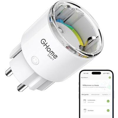 GHome Smart WLAN Steckdose,Kleinste WiFi Steckdose Zubehör App Fernbedienung, Stromverbrauch Messen Sprachsteuerung,Zeitplan,Funktioniert mit Alexa Google Home,TÜV-Zertifiziert, Nur 2,4GHz WiFi, White GHome Smart WLAN Steckdose,Kleinste WiFi Steckdose Zubehör App Fernbedienung, Stromverbrauch Messen Sprachsteuerung,Zeitplan,Funktioniert mit Alexa Google Home,TÜV-Zertifiziert, Nur 2,4GHz WiFi, White