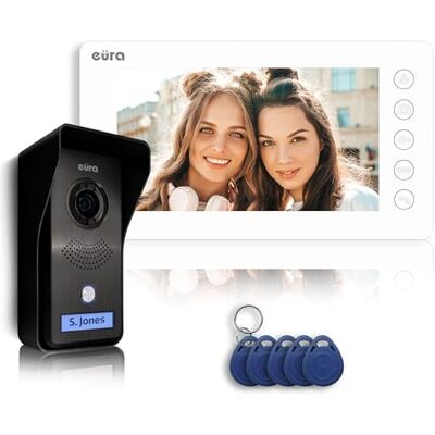 EURA VDP-76A3 Alpha Video-Türsprechanlage Gegensprechanlage 4 Draht, 7-Zoll-Farbmonitor, RFID, Bildspeicher, 2 Eingänge, Weiß EURA VDP-76A3 Alpha Video-Türsprechanlage Gegensprechanlage 4 Draht, 7-Zoll-Farbmonitor, RFID, Bildspeicher, 2 Eingänge, Weiß