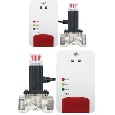 PNI 2er‑Set Safe House Smart Gas 300 WiFi – Gaswarnsensor mit 3/4"-Elektroventil, 85 dB Alarm, Smart‑App, kompatibel mit Tuya‑Automationen PNI 2er‑Set Safe House Smart Gas 300 WiFi – Gaswarnsensor mit 3/4"-Elektroventil, 85 dB Alarm, Smart‑App, kompatibel mit Tuya‑Automationen