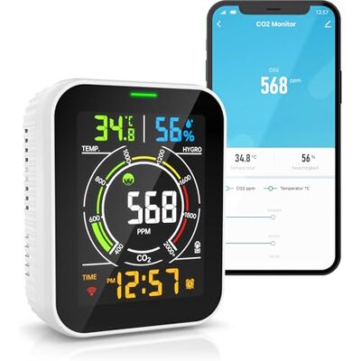 Brandson CO2 Melder WiFi Messgerät WLAN Luftqualitätsprüfer Kohlenstoffdioxid Sensor Messung PPM Tuya Smart Home Raumluft Lüftungsampfehlung Temperatur Luftfeuchtigkeit Hygrometer Brandson CO2 Melder WiFi Messgerät WLAN Luftqualitätsprüfer Kohlenstoffdioxid Sensor Messung PPM Tuya Smart Home Raumluft Lüftungsampfehlung Temperatur Luftfeuchtigkeit Hygrometer