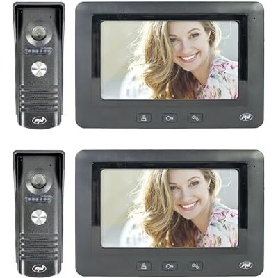 PNI 2er‑Set Video‑Türsprechanlage DF930 mit 7‑Zoll‑LCD‑Display (800×480), Ausgang für elektromagnetisches Türschloss, schwarz PNI 2er‑Set Video‑Türsprechanlage DF930 mit 7‑Zoll‑LCD‑Display (800×480), Ausgang für elektromagnetisches Türschloss, schwarz