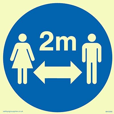Viking Symbolschild für soziale Distanz, Kunststoff, halbstarr, nachleuchtend Viking Symbolschild für soziale Distanz, Kunststoff, halbstarr, nachleuchtend