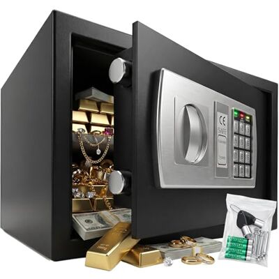 KESSER ® Elektr. Tresor 31x20x20cm LED-Anzeige Elektronischer Safe Doppelbolzenverriegelung Wandtresor Montagematerial Möbeltresor Innenbeleuchtung, Panzerschrank Zahlenschloss Schwarz KESSER ® Elektr. Tresor 31x20x20cm LED-Anzeige Elektronischer Safe Doppelbolzenverriegelung Wandtresor Montagematerial Möbeltresor Innenbeleuchtung, Panzerschrank Zahlenschloss Schwarz