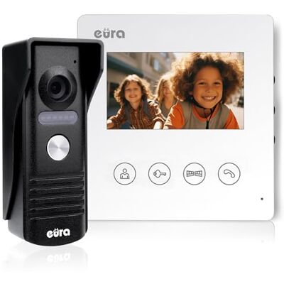EURA VDP-52A3 ATIRA Video-Türsprechanlage Gegensprechanlage 4 Draht, 4,3-Zoll-Farbmonitor, 2 Eingänge, Weiß, 1 Monitor EURA VDP-52A3 ATIRA Video-Türsprechanlage Gegensprechanlage 4 Draht, 4,3-Zoll-Farbmonitor, 2 Eingänge, Weiß, 1 Monitor