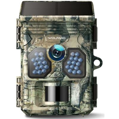 WOLFANG Wildkamera, 4K Solar Video Wildtierkamera mit Batterie, 48MP Full HD-Auflösung Jagdkamera, Nachtsicht, Bewegungssensor, 0,1 s Auslösezeit, IP66 Wasserdicht für Wildlife Monitoring WOLFANG Wildkamera, 4K Solar Video Wildtierkamera mit Batterie, 48MP Full HD-Auflösung Jagdkamera, Nachtsicht, Bewegungssensor, 0,1 s Auslösezeit, IP66 Wasserdicht für Wildlife Monitoring