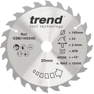 TREND Holz Kreissägeblatt, 165mm Durchmesser, 30mm Bohrung, 48 Zähne, HW, 2,4mm Schnittbreite, +15° Haken, CSB/16548 TREND Holz Kreissägeblatt, 165mm Durchmesser, 30mm Bohrung, 48 Zähne, HW, 2,4mm Schnittbreite, +15° Haken, CSB/16548
