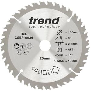 Trend CSB/16036 - Kreissägeblatt - 160mm, 36 Zähne, 20mm Bohrung Trend CSB/16036 - Kreissägeblatt - 160mm, 36 Zähne, 20mm Bohrung