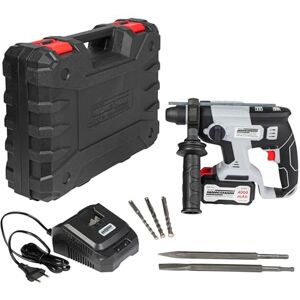 Mannesmann Brüder Akku-Bohrhammer SDS-Plus 20 V, bürstenloser Motor, Li-Ion-Akku 4,0 Ah, LED-Arbeitsleuchte, Rechts-/Linkslauf, Anti-Rutsch-Griff, inkl. 5-tlg. Bohrer-Meißel-Set, Ladegerät M17670 Mannesmann Brüder Akku-Bohrhammer SDS-Plus 20 V, bürstenloser Motor, Li-Ion-Akku 4,0 Ah, LED-Arbeitsleuchte, Rechts-/Linkslauf, Anti-Rutsch-Griff, inkl. 5-tlg. Bohrer-Meißel-Set, Ladegerät M17670