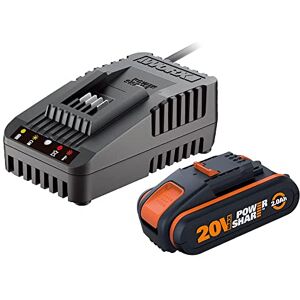 WORX WA3601 Original PowerShare Akku mit Ladegerät Set 20V 2000mAh Li-Ion Batterie & Ladestation für alle Elektro- & Gartengeräte, 1h Ladungszeit WORX WA3601 Original PowerShare Akku mit Ladegerät Set 20V 2000mAh Li-Ion Batterie & Ladestation für alle Elektro- & Gartengeräte, 1h Ladungszeit