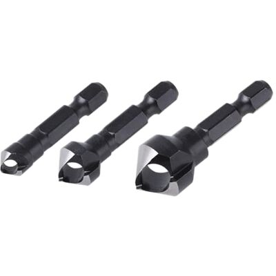 wolfcraft Querlochsenker-Set, 3-tlg. 4375000 Zum Entgraten und Ansenken von Bohrlöchern in Holz, NE-Metall und Kunststoff Ø 8, 12, 16 mm Sechskantschaft Made in Germany wolfcraft Querlochsenker-Set, 3-tlg. 4375000 Zum Entgraten und Ansenken von Bohrlöchern in Holz, NE-Metall und Kunststoff Ø 8, 12, 16 mm Sechskantschaft Made in Germany