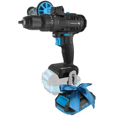 Högert Technik Bürstenloser Akku-Schlagbohrschrauber 18V, 80 Nm Drehmoment, 13 mm Bohrfutter, 21+1 Drehmomentstufen, LED-Beleuchtung, Metallgetriebe + PROMO 2,0 Ah Akku Högert Technik Bürstenloser Akku-Schlagbohrschrauber 18V, 80 Nm Drehmoment, 13 mm Bohrfutter, 21+1 Drehmomentstufen, LED-Beleuchtung, Metallgetriebe + PROMO 2,0 Ah Akku