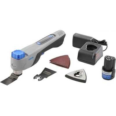 DREMEL Blueprint 12V Bürstenloses Oszillierendes Multifunktionswerkzeug mit Anwendungsauswahl und variabler Geschwindigkeit (mit Schneid-und Schabklinge, 6 Schleifpapieren, Schleifpad, Ladegerät+Akku) DREMEL Blueprint 12V Bürstenloses Oszillierendes Multifunktionswerkzeug mit Anwendungsauswahl und variabler Geschwindigkeit (mit Schneid-und Schabklinge, 6 Schleifpapieren, Schleifpad, Ladegerät+Akku)