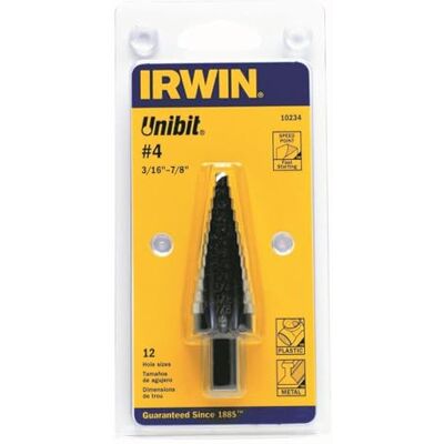 IRWIN Stufenbohrer, 3/16 Zoll bis 7/8 Zoll, 3/8 Zoll Schaft (10234) IRWIN Stufenbohrer, 3/16 Zoll bis 7/8 Zoll, 3/8 Zoll Schaft (10234)