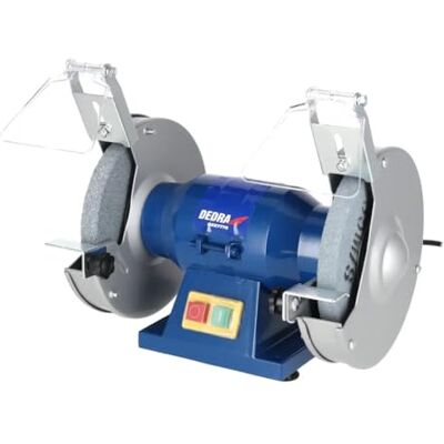 Dedra Doppelscheiben-Tischschleifer 150 W , 150 × 16 mm, Möglichkeit der Tischbefestigung, Unterspannungsschalter, verstellbare Arbeitsauflagen, Metallgehäuse Dedra Doppelscheiben-Tischschleifer 150 W , 150 × 16 mm, Möglichkeit der Tischbefestigung, Unterspannungsschalter, verstellbare Arbeitsauflagen, Metallgehäuse