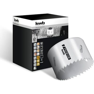 kwb HSS Bi-Metall-Lochsäge Ø 67 mm, 8% kobaltlegiert mit progressiver Vario-Zahnung und hoher Präzision für den vielseitigen Einsatz kwb HSS Bi-Metall-Lochsäge Ø 67 mm, 8% kobaltlegiert mit progressiver Vario-Zahnung und hoher Präzision für den vielseitigen Einsatz