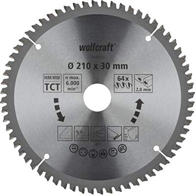 wolfcraft 6540000 Kapp- und Gehrungssägeblatt ø 210 mm feine, saubere Schnitte wolfcraft 6540000 Kapp- und Gehrungssägeblatt ø 210 mm feine, saubere Schnitte