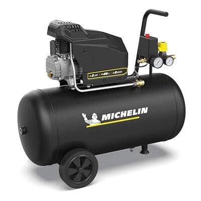 Michelin , Luftkompressor MX Pop Air 50-2 L, Tank 50 Liter mit Rädern, Motor mit 2 PS, maximaler Druck 8 bar, Luftdurchsatz 195 l/min Michelin , Luftkompressor MX Pop Air 50-2 L, Tank 50 Liter mit Rädern, Motor mit 2 PS, maximaler Druck 8 bar, Luftdurchsatz 195 l/min