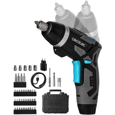 Cecotec Akkuschrauber PowerGyro 4000 Flash, 3,6 V, 1500 mAh, 6 Nm Drehmoment, 2-in-1 Drehgriff, 230 U/min, USB-C, 1/4 Zoll Bohrfutter, LED-Licht, Taschenlampe, Bits, Steckschlüssel, inkl. Koffer Cecotec Akkuschrauber PowerGyro 4000 Flash, 3,6 V, 1500 mAh, 6 Nm Drehmoment, 2-in-1 Drehgriff, 230 U/min, USB-C, 1/4 Zoll Bohrfutter, LED-Licht, Taschenlampe, Bits, Steckschlüssel, inkl. Koffer
