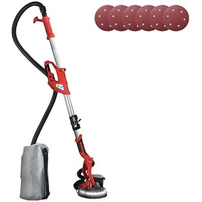 BAKAJI Wandschleifer Deckenschleifer klappbar Giraffe Gipskarton automatische Staubabsaugung mit LED-Licht Teleskopstange und 6 Schleifscheiben BAKAJI Wandschleifer Deckenschleifer klappbar Giraffe Gipskarton automatische Staubabsaugung mit LED-Licht Teleskopstange und 6 Schleifscheiben