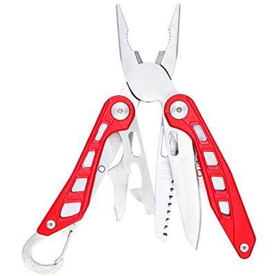 Amazon 8-in-1-Multitool-Sicherheitsschloss aus Edelstahl mit Nylonscheide, Rot Amazon 8-in-1-Multitool-Sicherheitsschloss aus Edelstahl mit Nylonscheide, Rot