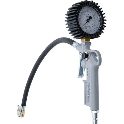 BGS 55400 Druckluft-Reifenfüllpistole geeicht 0-10 bar Gummiummantelte Messuhr Füllschlauch ca. 400 mm Skala-Ø 56 mm sichtbar BGS 55400 Druckluft-Reifenfüllpistole geeicht 0-10 bar Gummiummantelte Messuhr Füllschlauch ca. 400 mm Skala-Ø 56 mm sichtbar