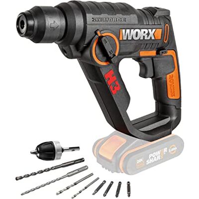 WORX WX390.9 Bohrhammer SDS-plus 20V – Kraftvolle Bohrmaschine mit pneumatischem Hammerwerk & Zweithandgriff ideal zum Schrauben, Bohren & Hämmern – 1,2J Schlagenergie – Ohne Akku & Ladegerät WORX WX390.9 Bohrhammer SDS-plus 20V – Kraftvolle Bohrmaschine mit pneumatischem Hammerwerk & Zweithandgriff ideal zum Schrauben, Bohren & Hämmern – 1,2J Schlagenergie – Ohne Akku & Ladegerät