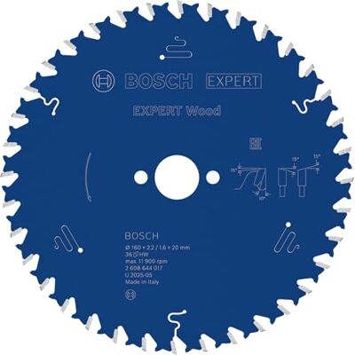 Bosch Accessories Professional 1x Kreissägeblatt Expert for Wood (Holz, Sägeblatt Ø 160 x 20 x 2,2 mm, 36 Zähne, Zubehör Kreissäge) Bosch Accessories Professional 1x Kreissägeblatt Expert for Wood (Holz, Sägeblatt Ø 160 x 20 x 2,2 mm, 36 Zähne, Zubehör Kreissäge)