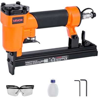 VEVOR Druckluftnagler, Drucklufttacker für Feindrahtklammern der Serie 71, 9,1 mm Krone, 4–16 mm Länge, 70–110 PSI, Druckluft Nagelpistole für Holzarbeiten, Polsterarbeiten, Heimwerkerprojekte VEVOR Druckluftnagler, Drucklufttacker für Feindrahtklammern der Serie 71, 9,1 mm Krone, 4–16 mm Länge, 70–110 PSI, Druckluft Nagelpistole für Holzarbeiten, Polsterarbeiten, Heimwerkerprojekte