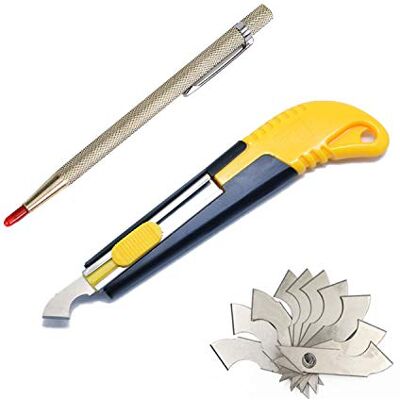 YouU 1 Stück Acryl Cutter und 10 Stück Blade Set Mehrzweckschneider mit Schneidklinge Glas Anreißnadel Hartmetall-Anreißspitze Golden YouU 1 Stück Acryl Cutter und 10 Stück Blade Set Mehrzweckschneider mit Schneidklinge Glas Anreißnadel Hartmetall-Anreißspitze Golden