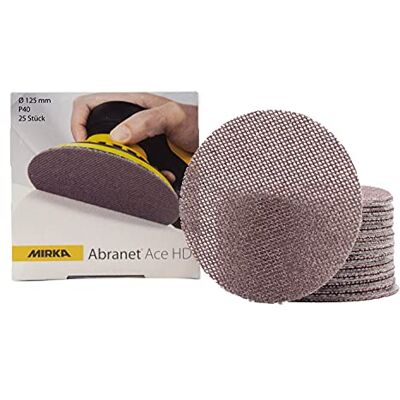 Mirka Abranet Ace HD Netz Schleifscheiben Ø 125mm Klett/Korn P40 / 25 Stk / AH23202540 / Für 125mm Exzenter und Schleifmaschinen/zum Schleifen von harten Oberflächen, Holz, Spachtel, Lack, Metall Mirka Abranet Ace HD Netz Schleifscheiben Ø 125mm Klett/Korn P40 / 25 Stk / AH23202540 / Für 125mm Exzenter und Schleifmaschinen/zum Schleifen von harten Oberflächen, Holz, Spachtel, Lack, Metall