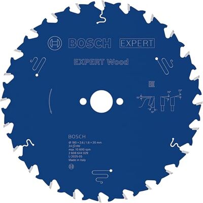 Bosch Professional 1x Kreissägeblatt Expert for Wood (Holz, Sägeblatt Ø 180 x 20 x 2,6 mm, 24 Zähne, Zubehör Kreissäge) Bosch Professional 1x Kreissägeblatt Expert for Wood (Holz, Sägeblatt Ø 180 x 20 x 2,6 mm, 24 Zähne, Zubehör Kreissäge)