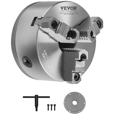 VEVOR 3-Backen-Drehfutter, φ160 mm, selbstzentrierendes Spannfutter mit 38,1-mm-8-Gewinde-Trägerplatte, 3-145 mm Spannbereich mit T-Schlüsselschrauben, HT300-Material, für Holz-Metall-Drehmaschinen VEVOR 3-Backen-Drehfutter, φ160 mm, selbstzentrierendes Spannfutter mit 38,1-mm-8-Gewinde-Trägerplatte, 3-145 mm Spannbereich mit T-Schlüsselschrauben, HT300-Material, für Holz-Metall-Drehmaschinen