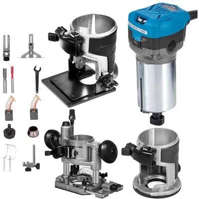 VEVOR Holzfräse Oberfräse 710 W, Kompakter Holzfräse mit 3 Basen, 10000-30000 U/min Kantenfräse, 1/4" & 3/8" Multifunktionsfräse mit Neigungsbasis Tauchbasis, Laminiergerät für Holzverarbeitung VEVOR Holzfräse Oberfräse 710 W, Kompakter Holzfräse mit 3 Basen, 10000-30000 U/min Kantenfräse, 1/4" & 3/8" Multifunktionsfräse mit Neigungsbasis Tauchbasis, Laminiergerät für Holzverarbeitung