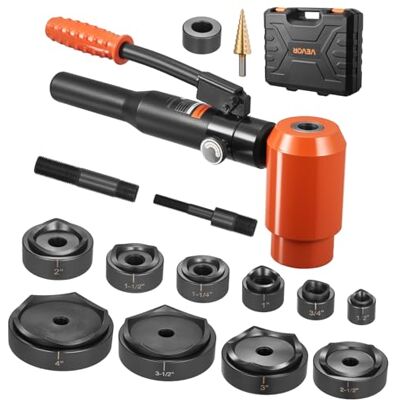 VEVOR Ausbrechstanzen-Set, 15 t hydraulisches Ausbrechset, 22,5 bis 115,4 mm KO-Werkzeugsatz, Lochherstellungswerkzeug, KO-Werkzeugsatz mit 10 Matrizen für Metallschaltschränke, Schaltschränke VEVOR Ausbrechstanzen-Set, 15 t hydraulisches Ausbrechset, 22,5 bis 115,4 mm KO-Werkzeugsatz, Lochherstellungswerkzeug, KO-Werkzeugsatz mit 10 Matrizen für Metallschaltschränke, Schaltschränke
