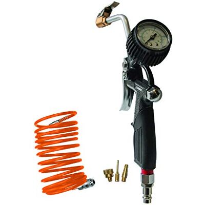 ABAC 5-teiliges Druckluftfüller-Set für Kompressor G-812IG, enthält Reifenfüller mit Manometer (Reifendruckprüfer), 5 m Spiralschlauch, 3 Ventiladapter, max. Druck 8 Bar ABAC 5-teiliges Druckluftfüller-Set für Kompressor G-812IG, enthält Reifenfüller mit Manometer (Reifendruckprüfer), 5 m Spiralschlauch, 3 Ventiladapter, max. Druck 8 Bar