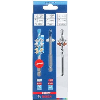 Bosch Professional 5-teiliges Bohrer-Set EXPERT HEX-9 HardCeramic & 1x EXPERT HEX-9 MultiConstruction (für Keramik, MultiConstruction, Ø 6 mm, Zubehör für Bohrer/Schraubendreher) Bosch Professional 5-teiliges Bohrer-Set EXPERT HEX-9 HardCeramic & 1x EXPERT HEX-9 MultiConstruction (für Keramik, MultiConstruction, Ø 6 mm, Zubehör für Bohrer/Schraubendreher)